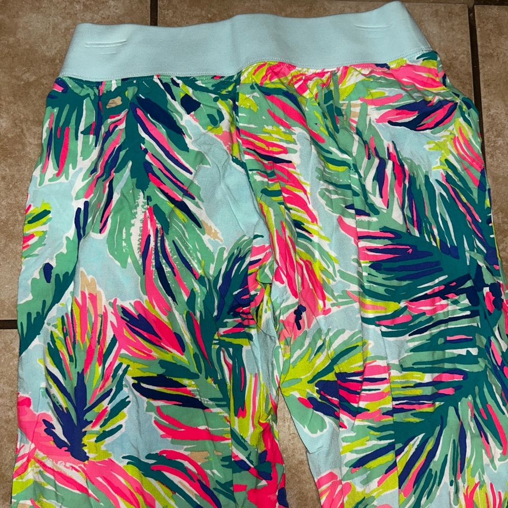 Lilly Pulitzer Seaside Beach Pant Multi-Color Island Time Sz XS Palms - Picture 7 of 7